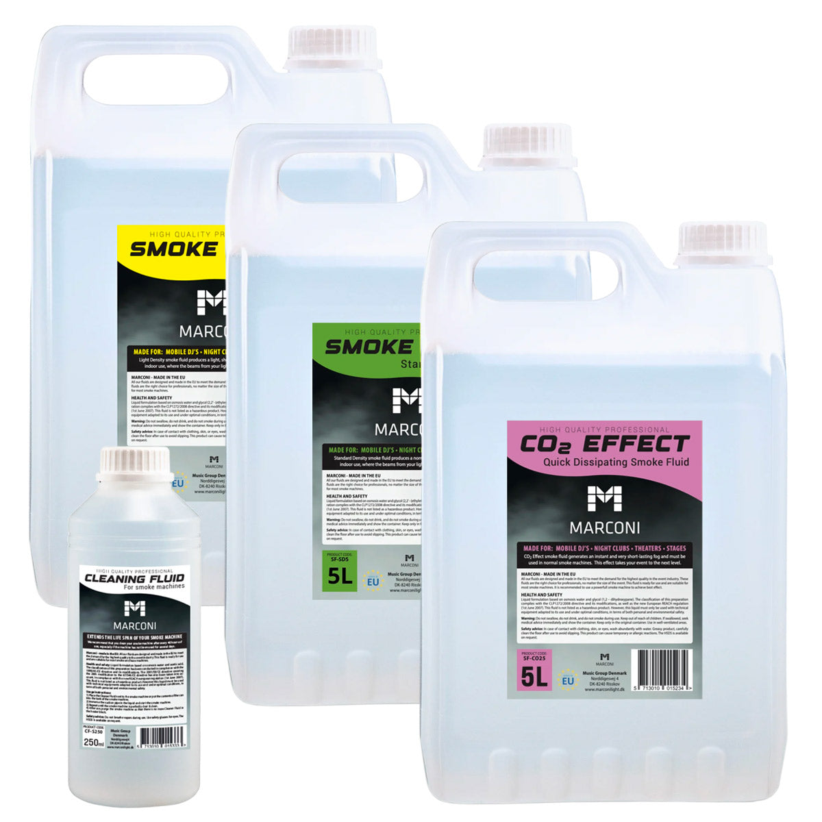 3 x 5L Líquido para humo (Mix Pack) + 250ml Líquido de limpieza