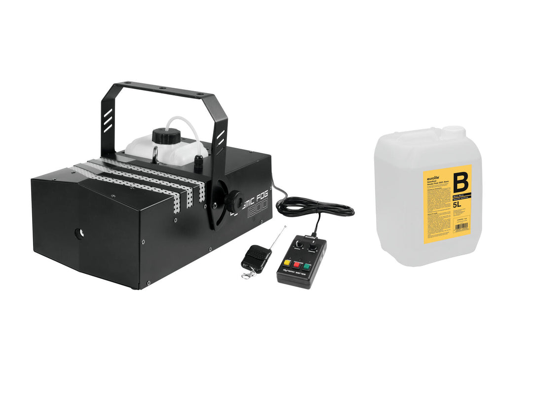 EUROLITE Conjunto Dynamic Fog 1200 + Líquido de humo -B2D- 5l