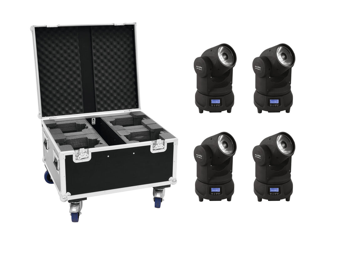 EUROLITE Set 4x LED TMH-X1 Cabezas Móviles Beam + Case