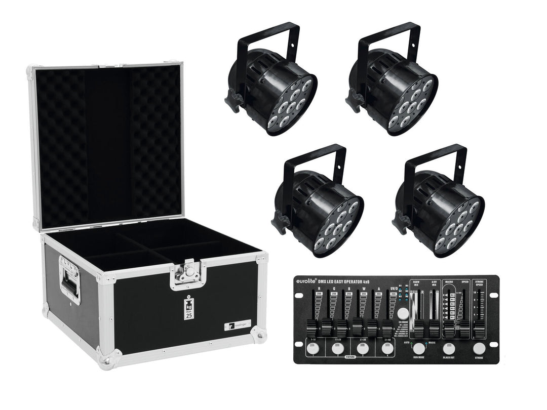 EUROLITE Set 4x LED PAR-56 HCL bk + Estuche + Controlador