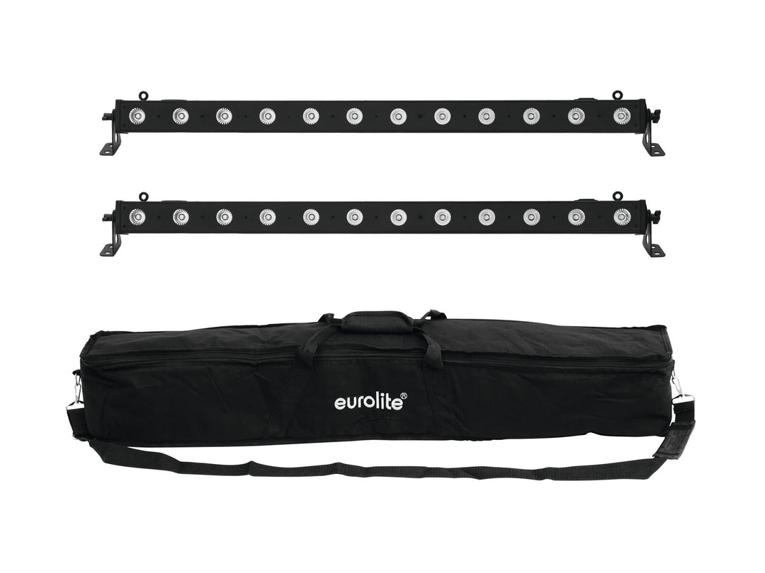 EUROLITE Conjunto 2x LED BAR-12 QCL RGBA + Bolsa blanda