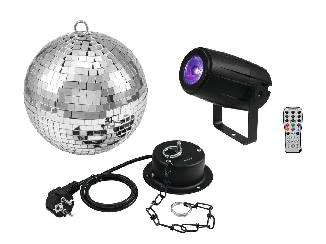 EUROLITE Bola de espejos 20cm con motor + LED PST-5 QCL Spot bk