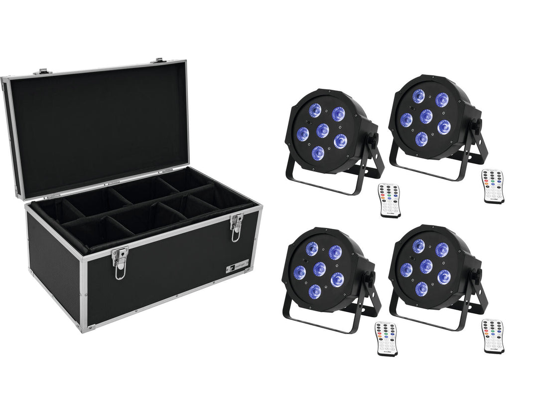 EUROLITE Set 4x LED SLS-603 TCL UV de suelo + estuche TDV-1