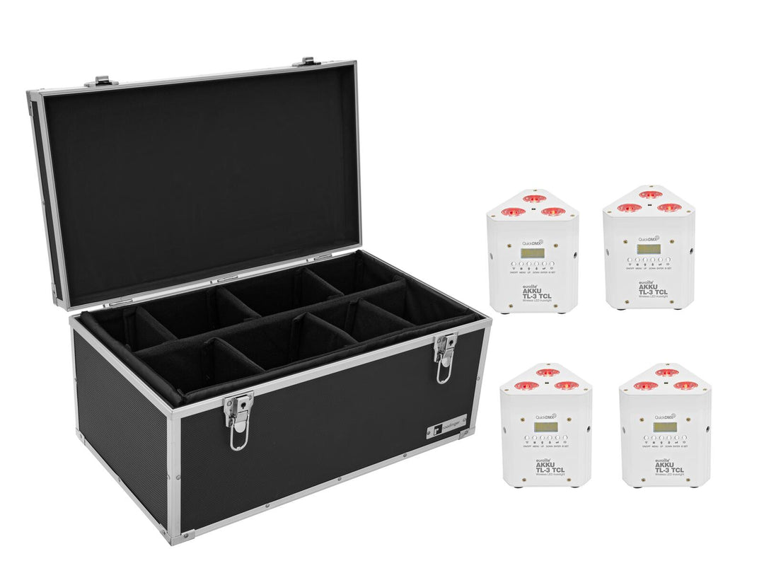 EUROLITE Set 4x AKKU TL-3 TCL blanco + Case TDV-1