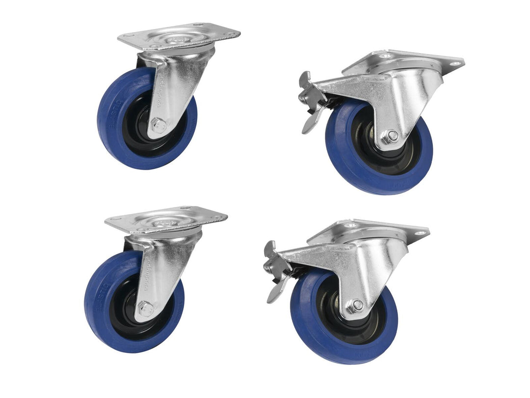 Set de ruedas giratorias ROADINGER 100mm azules 2x RD-100 + 2x RD-100B con freno
