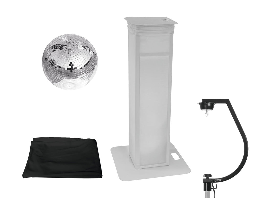 EUROLITE Set Bola de espejos de 30cm con stand de escenario variable + Cubierta black