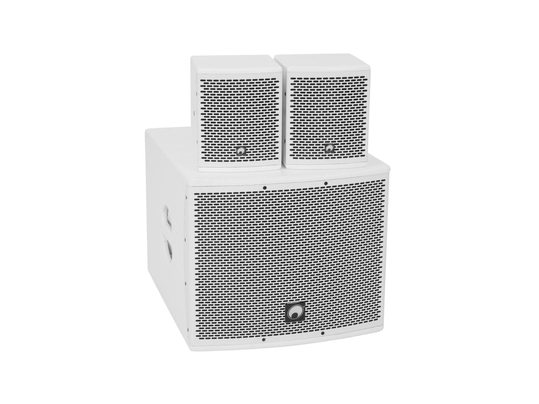 OMNITRONIC Set MOLLY-12A Subwoofer activo + 2x MOLLY-6 Top 8 ohmios, blanco
