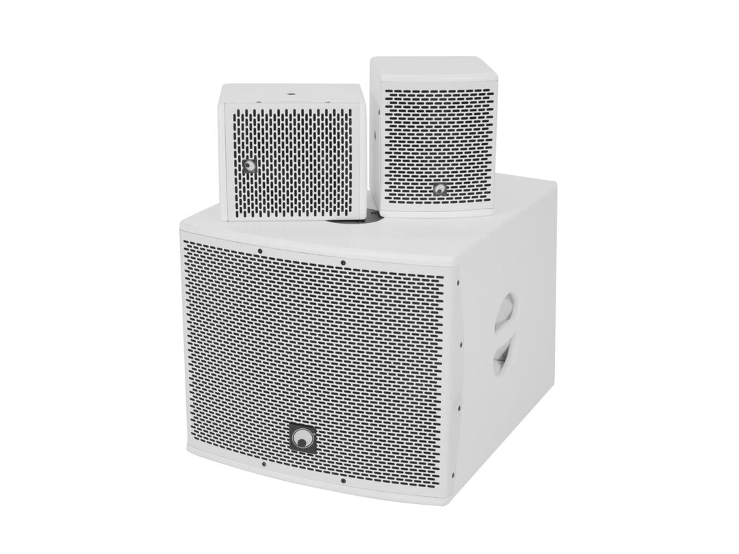 OMNITRONIC Set MOLLY-12A Subwoofer activo + 2x MOLLY-6 Top 8 ohmios, blanco