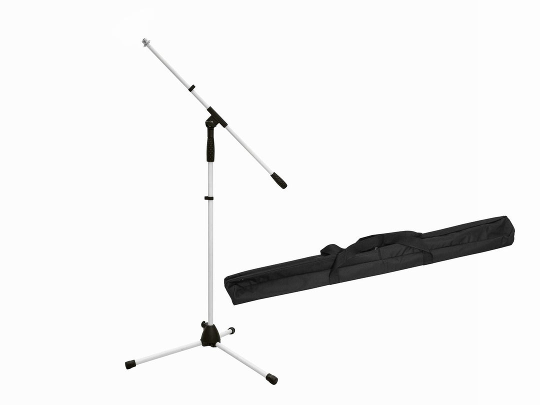 Set de micrófono OMNITRONIC con trípode MS-1W y jirafa, blanco + Bag