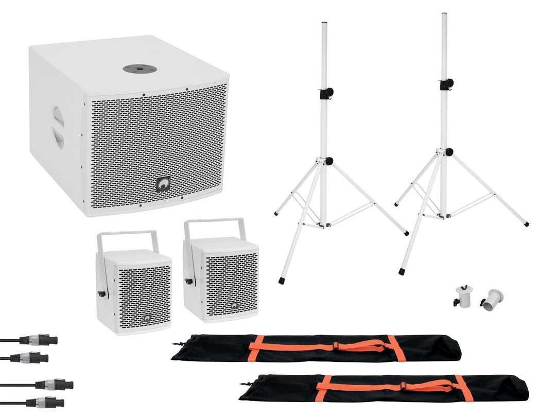 OMNITRONIC Set MOLLY 2.1 Sistema activo Sub + 2x Top + Accesorios, blanco