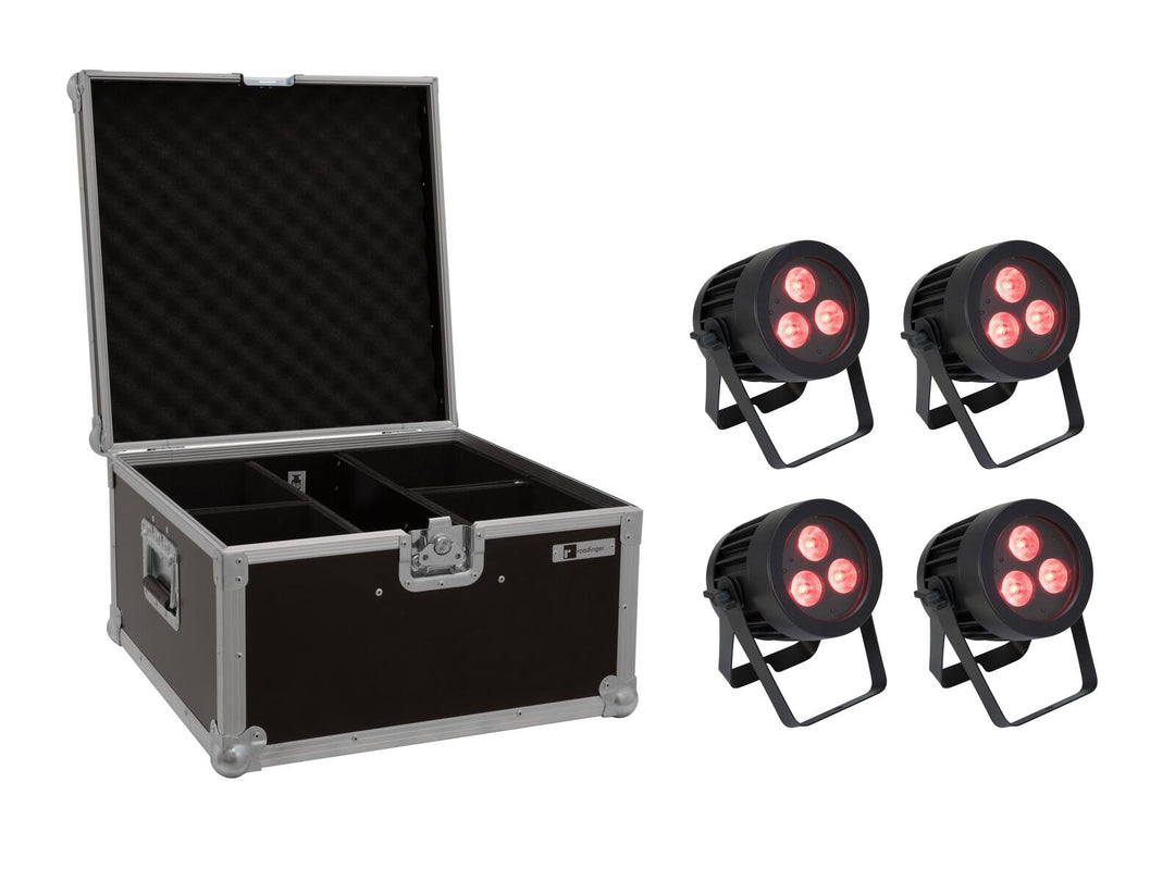 EUROLITE Set 4x LED IP PAR 3x9W SCL Spot + Estuche