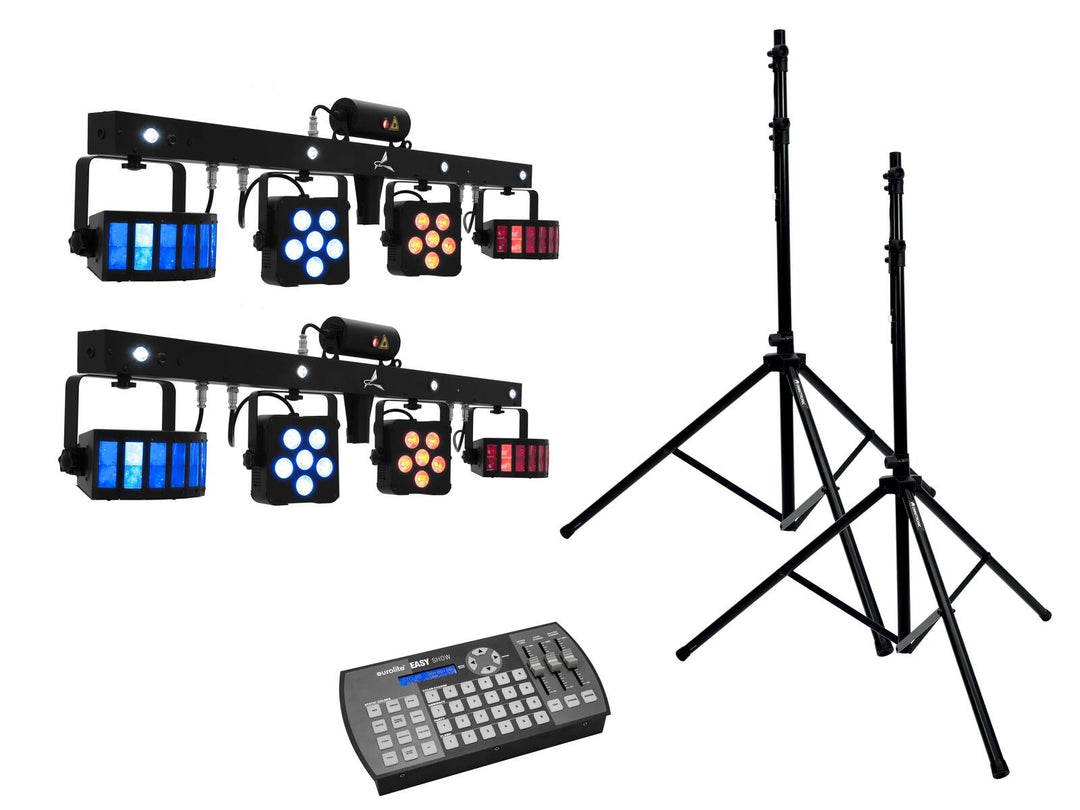 EUROLITE Set 2x LED KLS Laser Bar PRO + Easy Show + 2x soporte de sistema de altavoces M-4