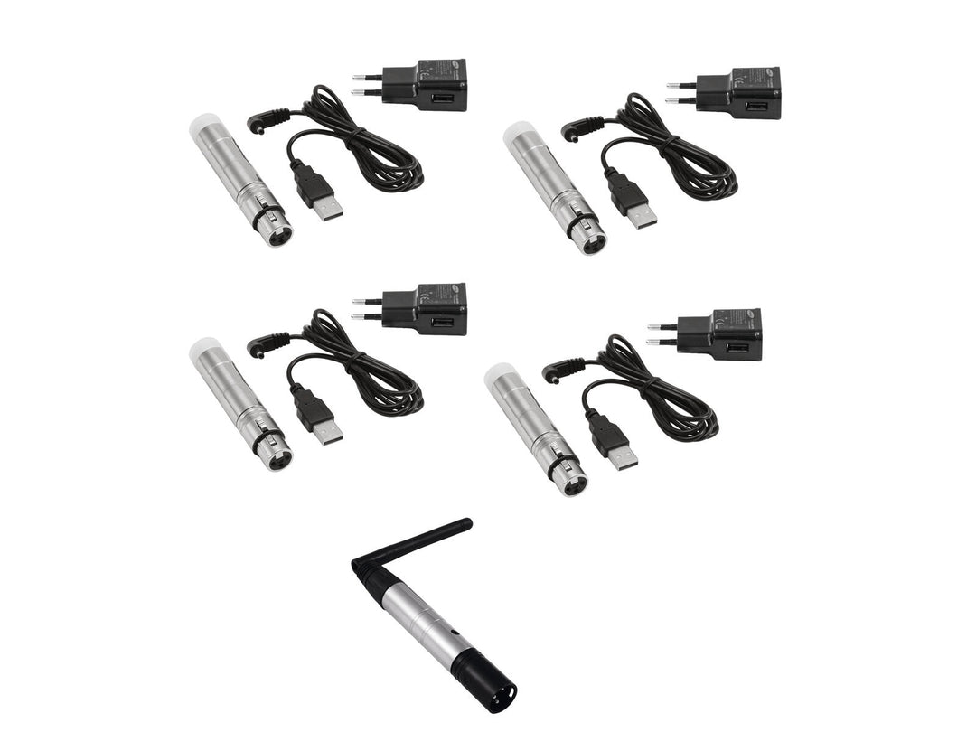 EUROLITE Conjunto QuickDMX 1x Transmisor + 4x Receptor AKKU