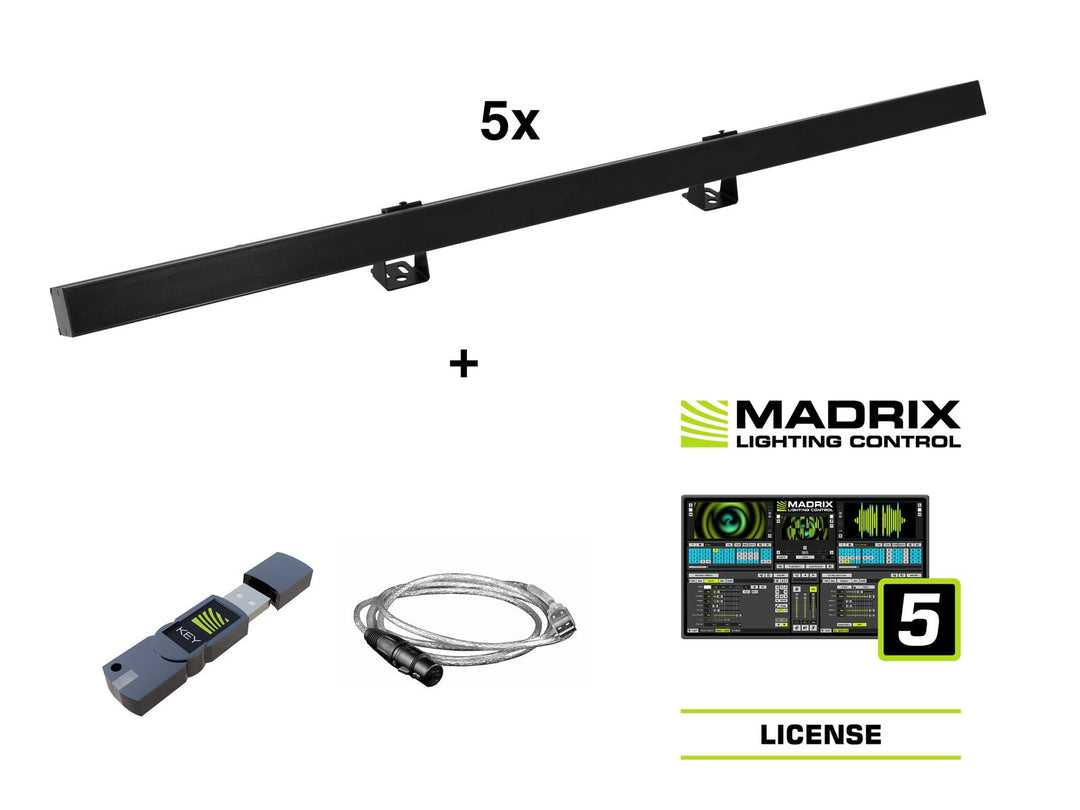 EUROLITE Set 5x LED PR-100/32 Pixel DMX Rail bk + software Madrix