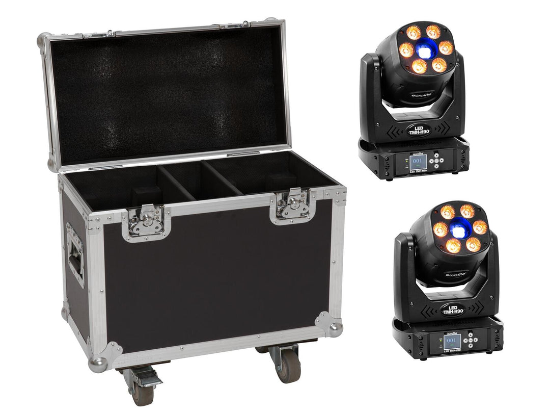 EUROLITE Set 2x LED TMH-H90 + Case con ruedas