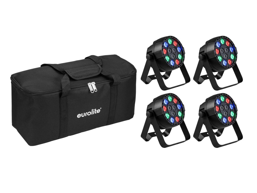 EUROLITE Set 4x AKKU Mini PARty RGBW Spot MK2 + Bolsa acolchada