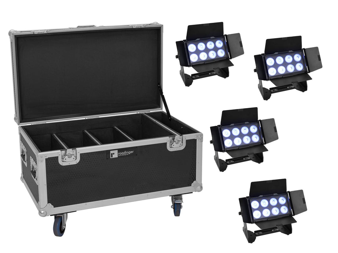 EUROLITE Set 4x Multiflood IP 8x10W RGBW Wash + Estuche