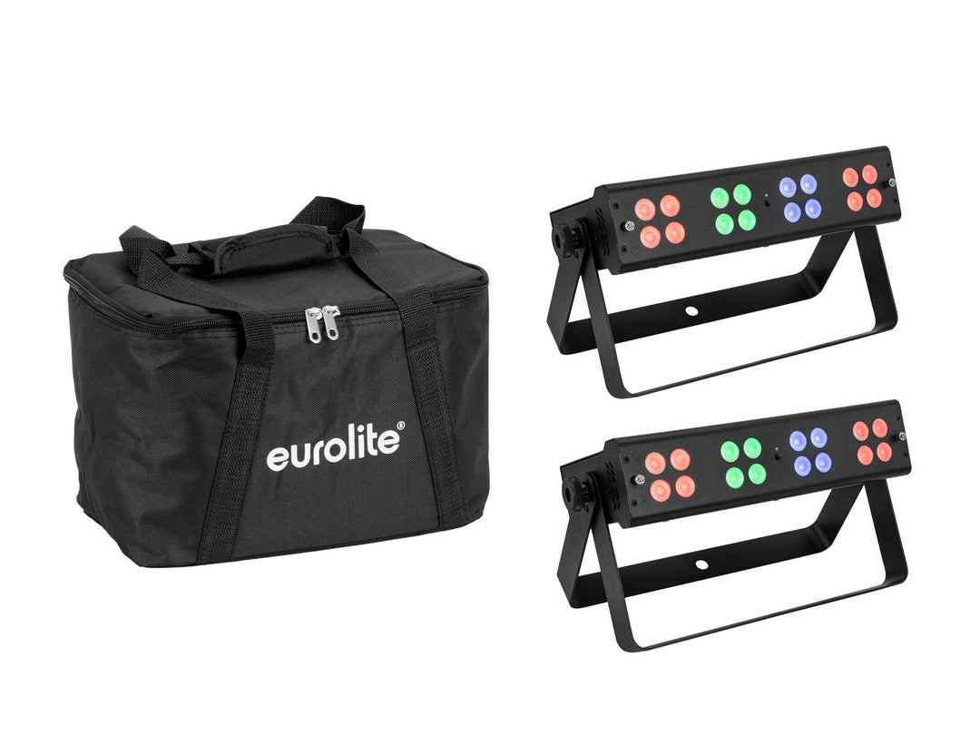 EUROLITE Set 2x Barras LED Silent Bar 16x4W RGB/WW + Bolsa Soft