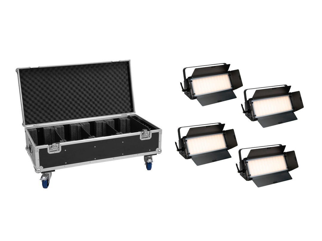 Conjunto de 4x LED PLL-576 CW/WW Panel + Estuche con ruedas