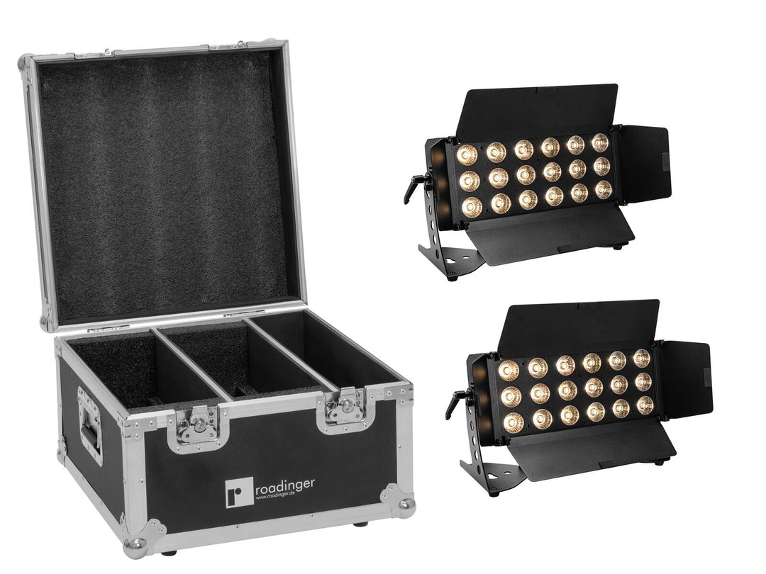 EUROLITE Set 2x LED CLS-18 QCL RGB/WW 18x7W + Estuche de transporte