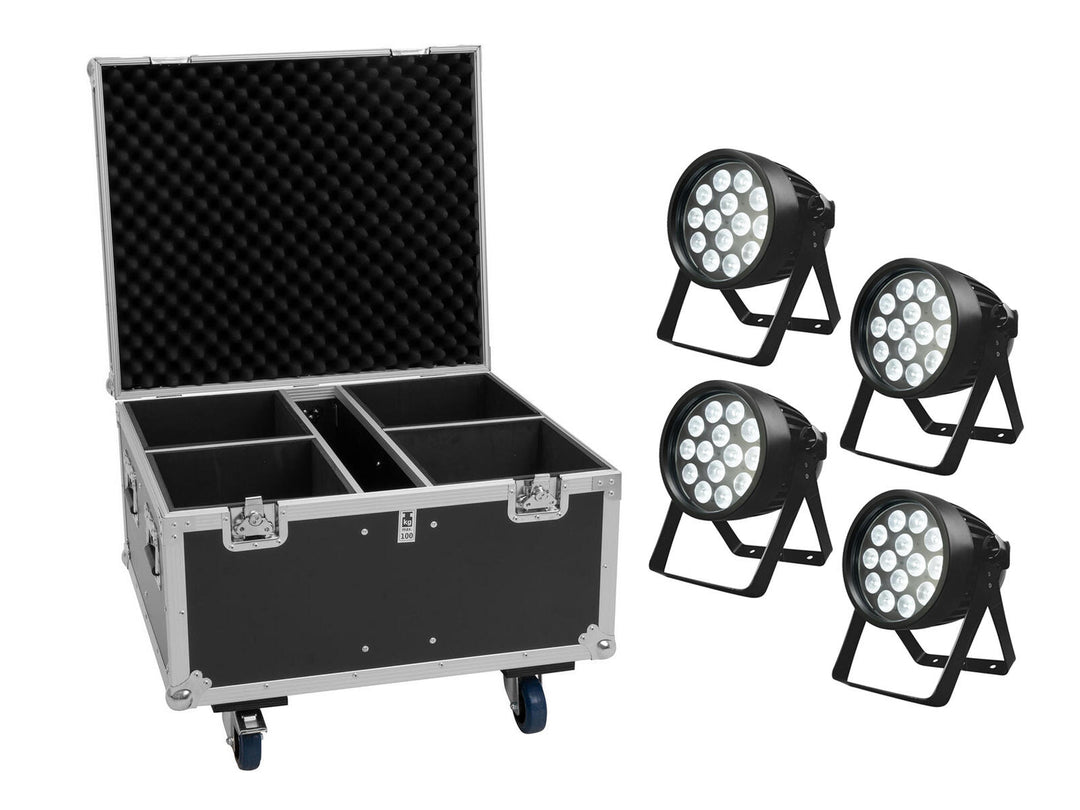 EUROLITE Conjunto de 4x LED IP PAR 14x10W HCL + Flightcase