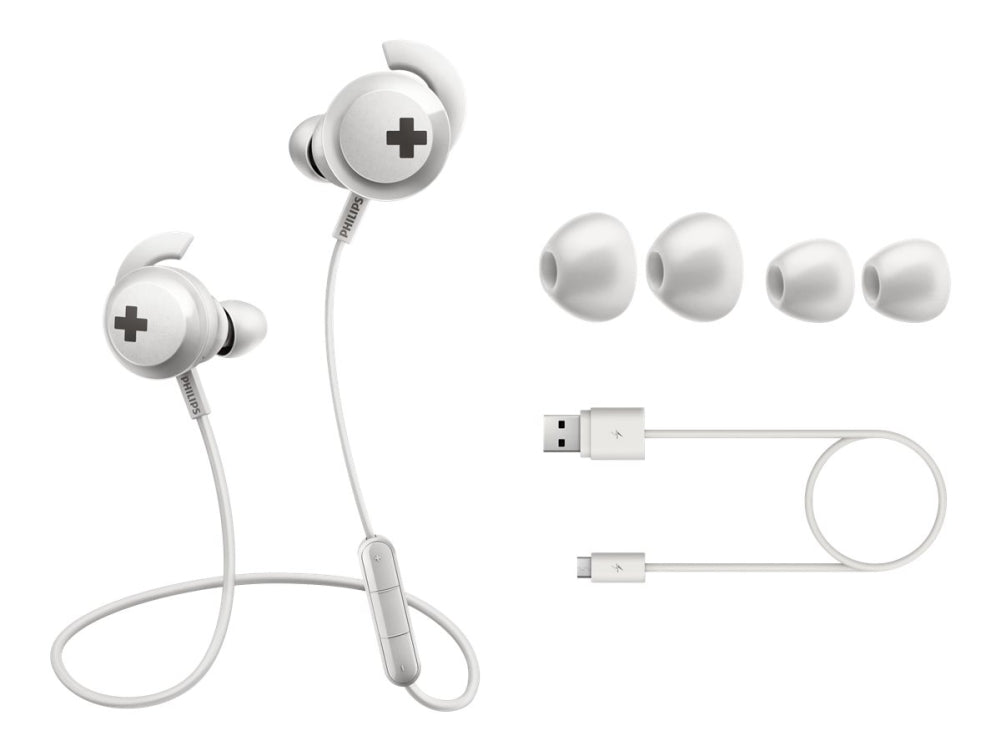 Philips SHB4305W Bluetooth Auriculares Deportivos (Blanco)
