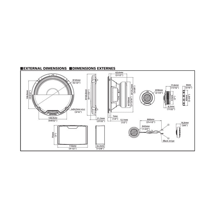 Kit de componentes de altavoces PRO Alpine R2-S652 de 16.5CM, 2 vías