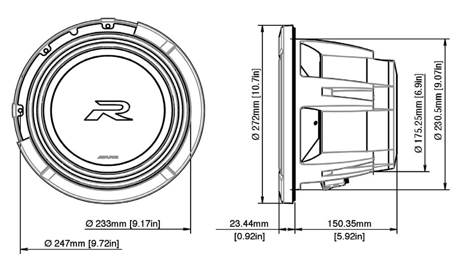 Subwoofer Alpine R2-W10D2 Type-R 10" 2 Ohm