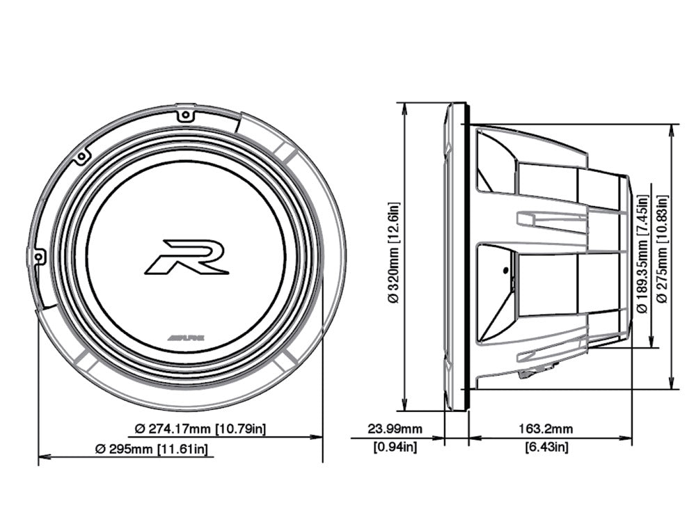 Subwoofer Alpine R2-W12D2 Type-R de 12" y 2 Ohm