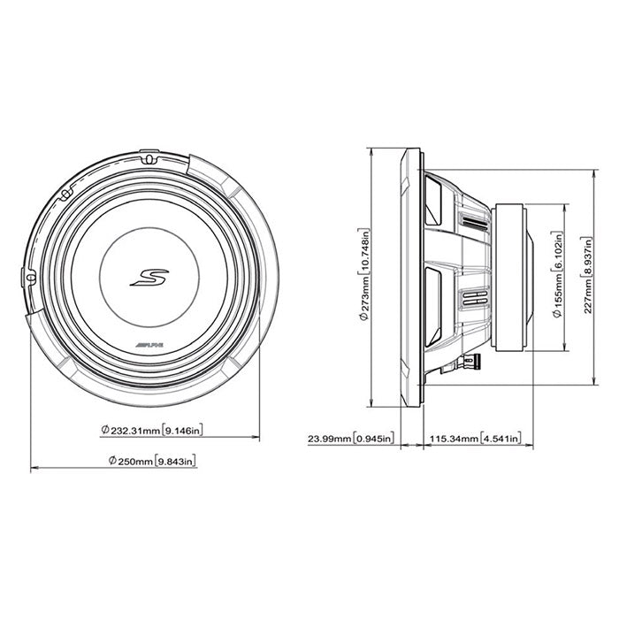 Alpine S2-W10D4 subwoofer de 10" doble bobina 4 ohmios