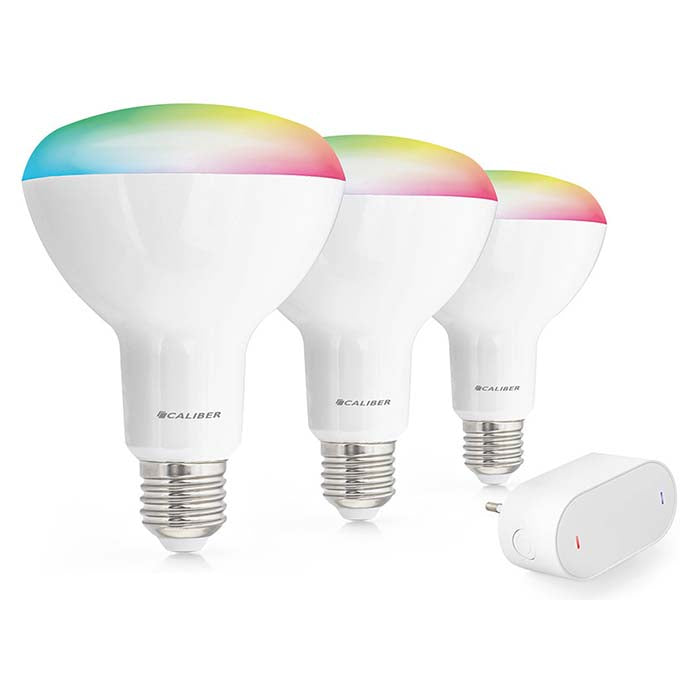 Starterpack para hogar inteligente Caliber BR30, bombilla LED blanca/multicolor