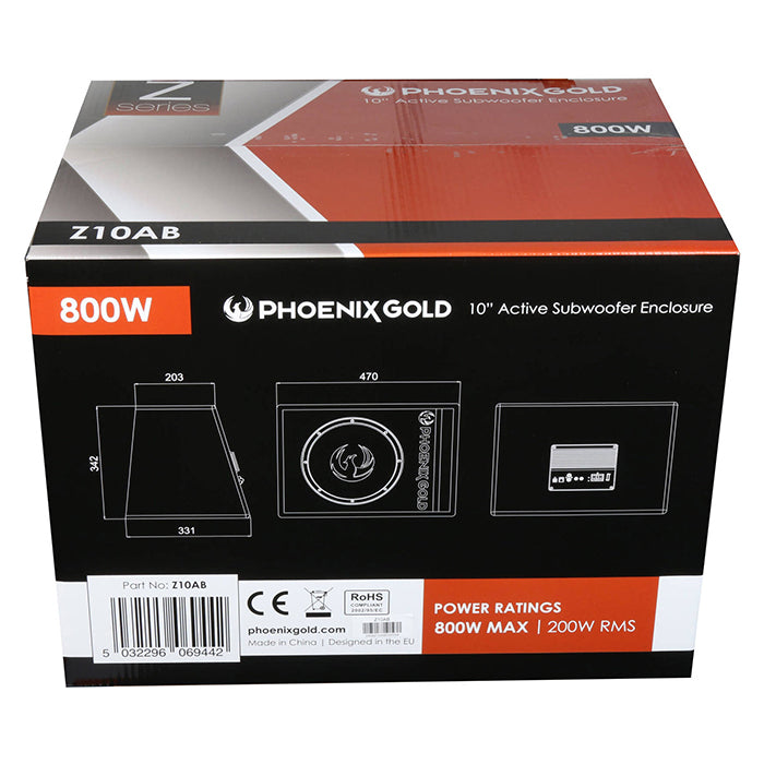Subwoofer activo Phoenix Gold de 10" con cables y remote