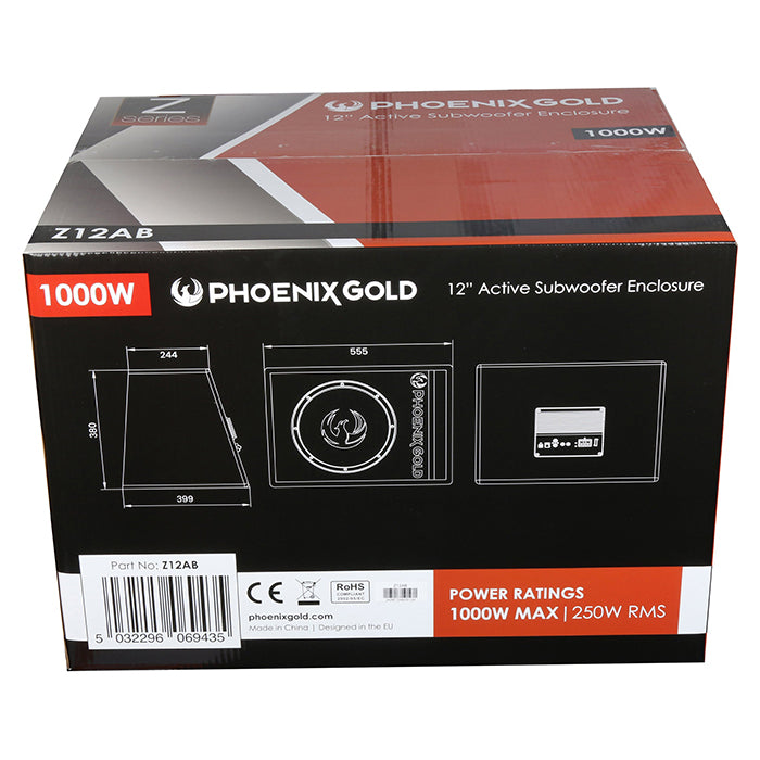 Subwoofer activo Phoenix Gold de 12" con cables y remote