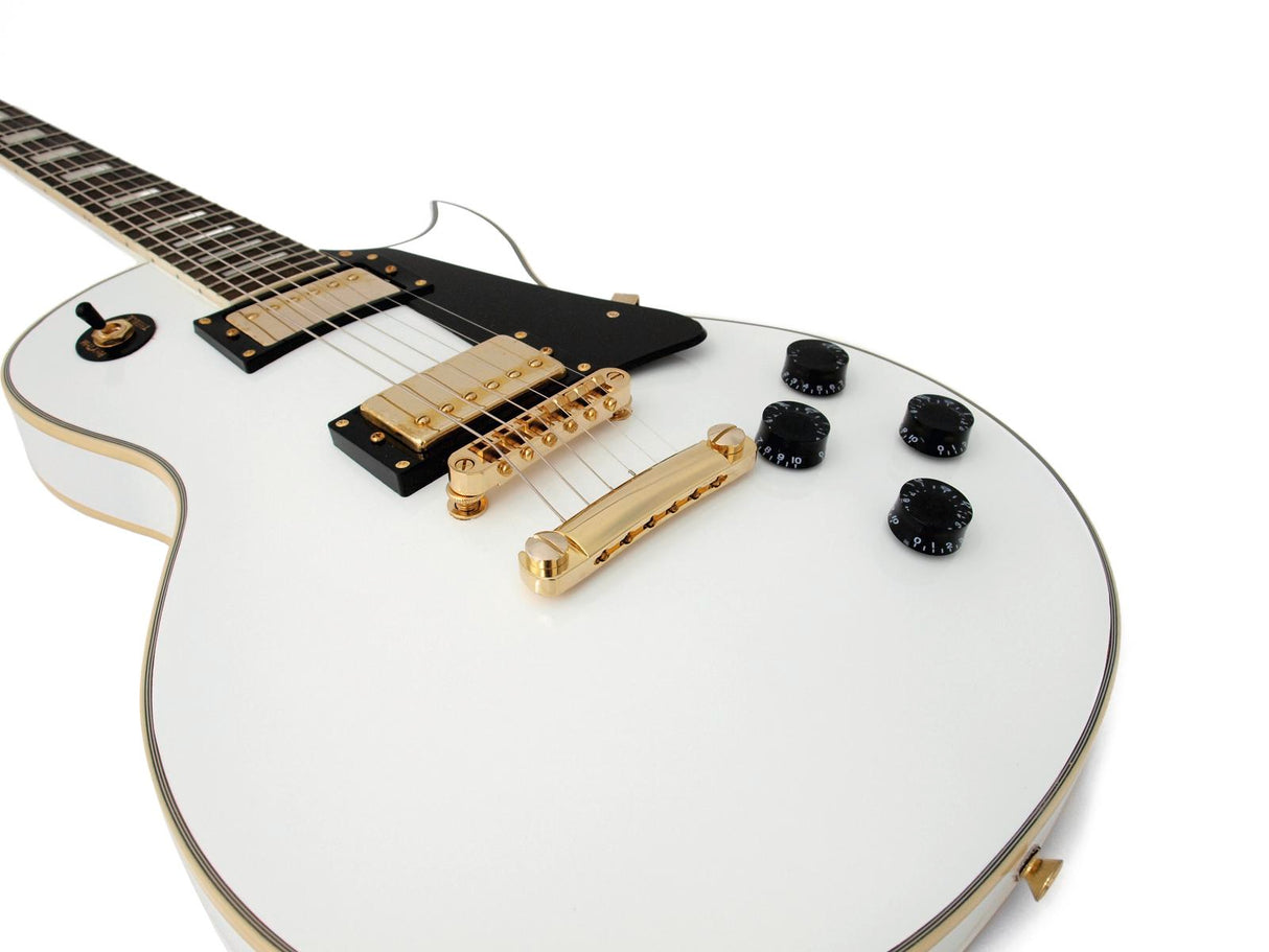 DiMavery LP-520 Electric Guitar, White/Gold