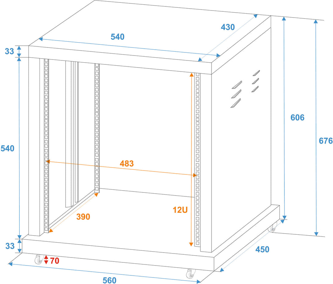 ROADINGER Rack de acero SR-19, 12U