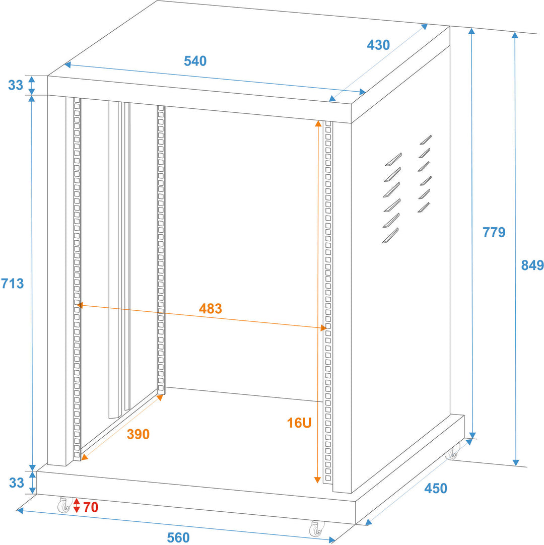 ROADINGER Rack de acero SR-19, 16U