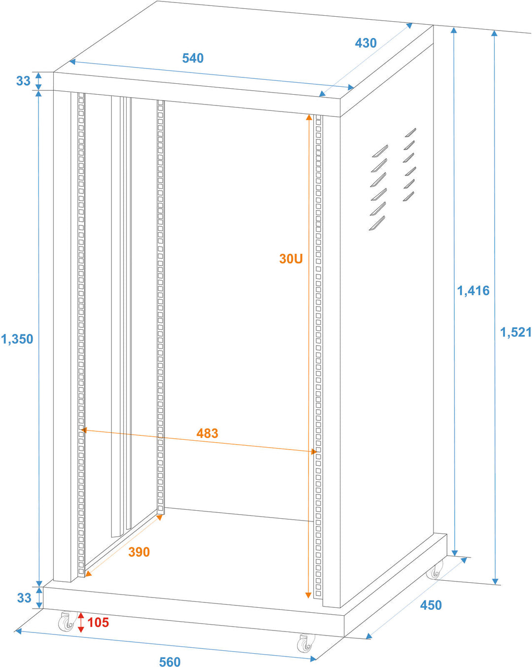 ROADINGER Rack de acero SR-19, 30U