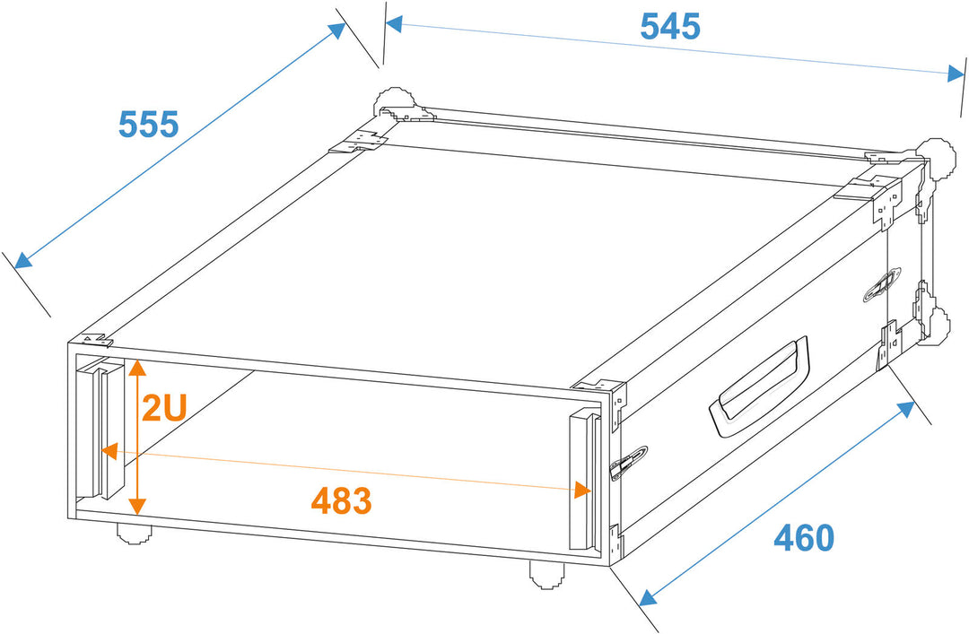 ROADINGER Rack para amplificador PR-1, 2U, 47cm de profundidad