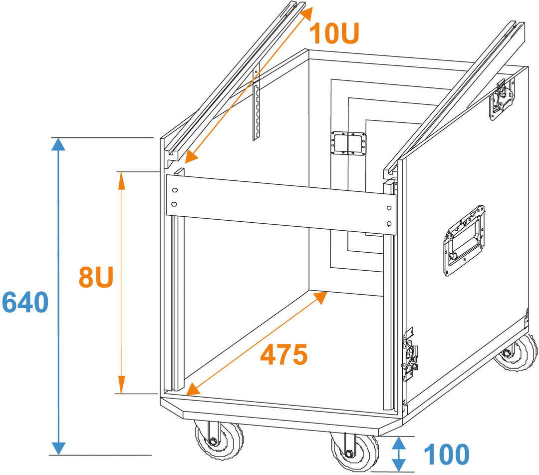 ROADINGER Special Combo Case Pro, 8U con ruedas