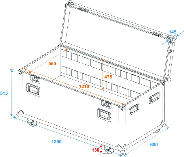 Caso de gira con ruedas (125 x 60 x 78 cm)