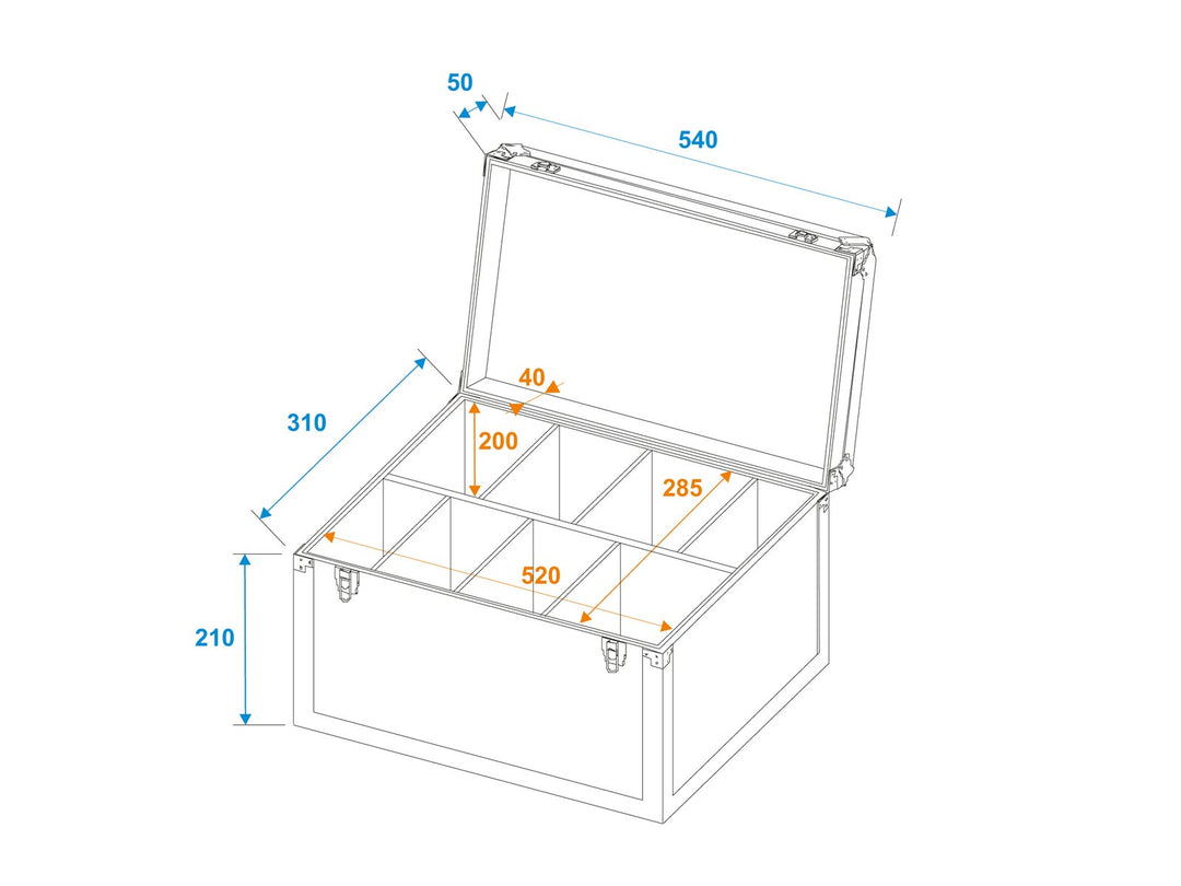 Roadinger Flightcase con Espuma Divisoria (53,8 x 29 x 28cm)
