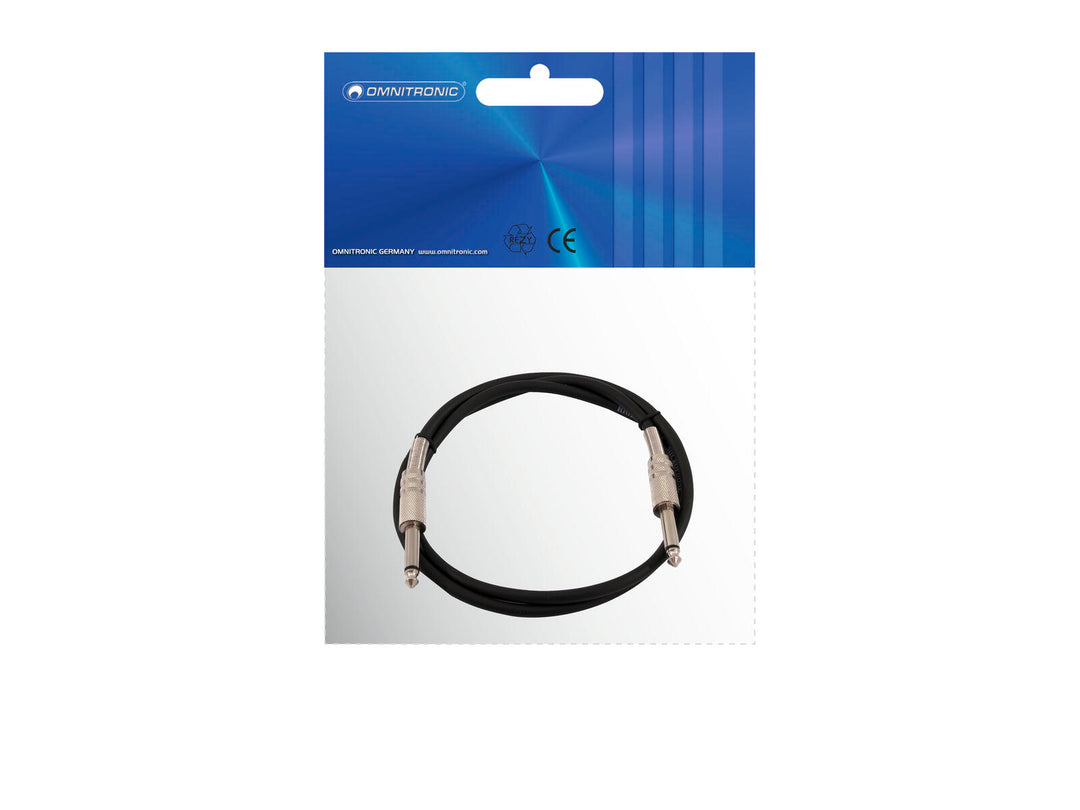 OMNITRONIC Cable Jack 6.3 mono 1.5m bk