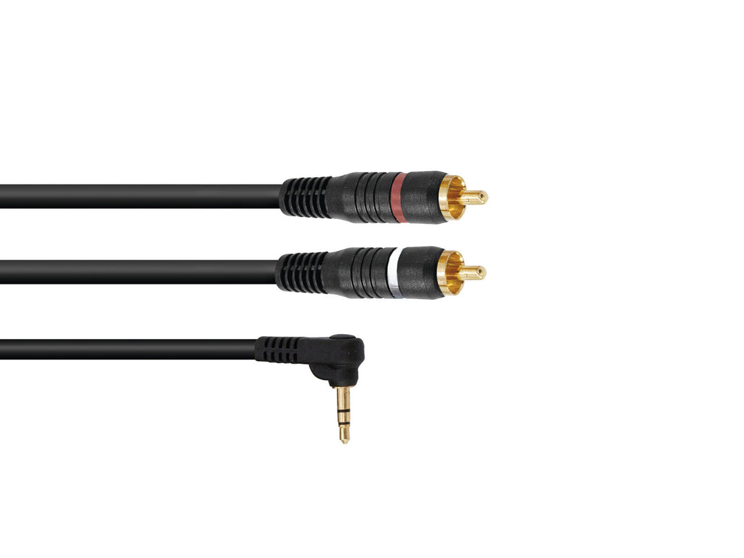 OMNITRONIC Cable adaptador Jack 3.5 90°/2xRCA 1.5m bk