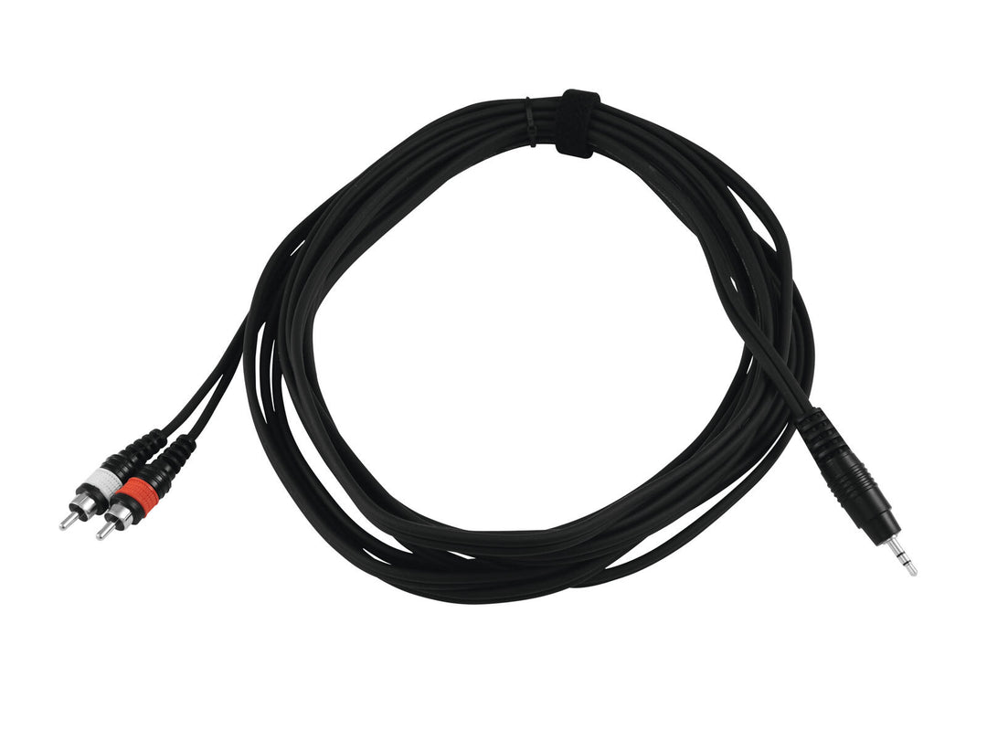 OMNITRONIC Cable adaptador Jack 3.5/2xRCA 6m negro