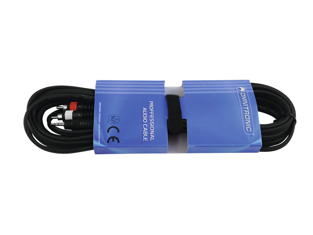 OMNITRONIC Cable adaptador Jack 3.5/2xRCA 6m negro