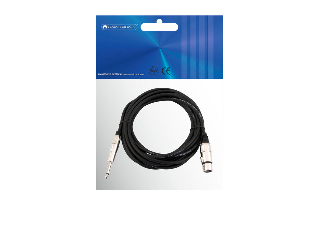Cable adaptador OMNITRONIC XLR(F)/Jack mono 5m bk