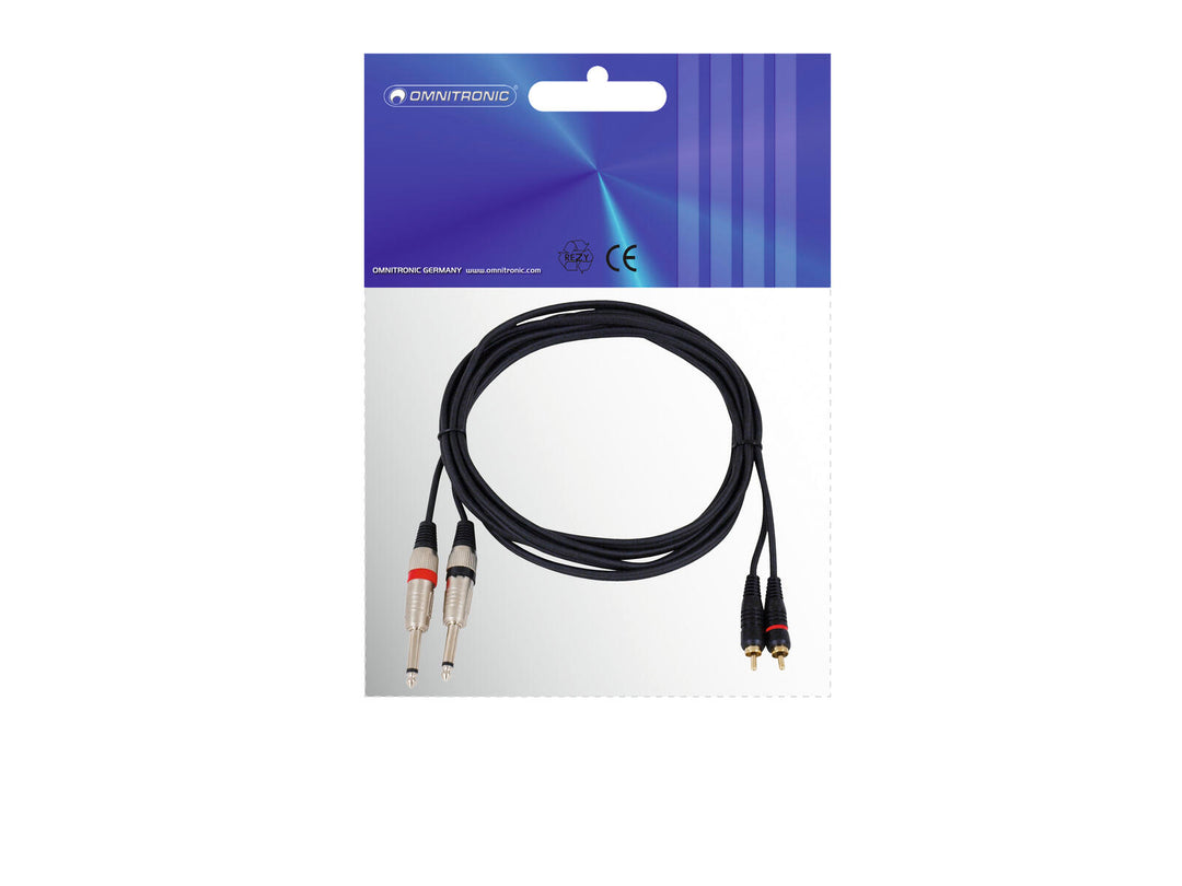 OMNITRONIC Cable adaptador 2xJack/2xRCA 3m bk