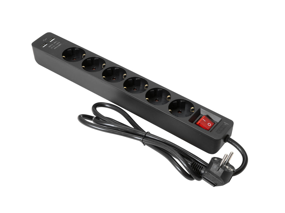 EUROLITE Distribuidor ON-1 de 6 vías + 2 USB bk