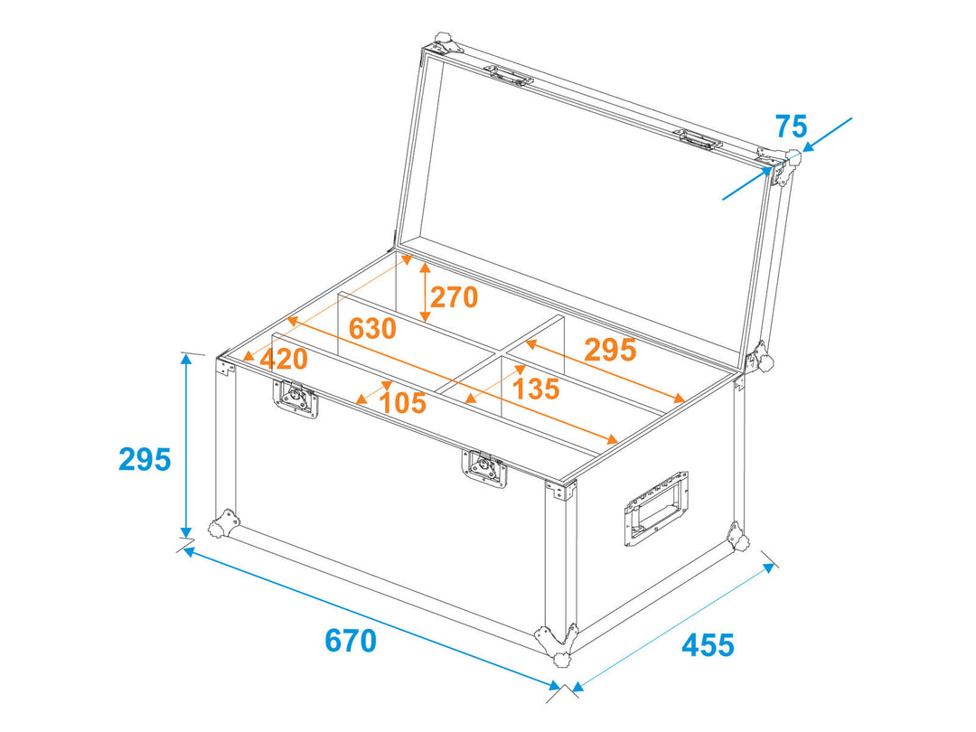 ROADINGER Flightcase para 4x LED 4/7C-12 Silent Slim Spot