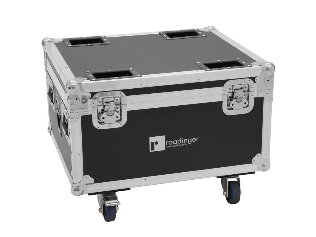 Flightcase ROADINGER para 4x AKKU IP PAR 7 QCL WDMX con función de carga